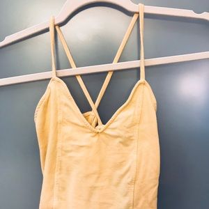 yellow crop top cross back
